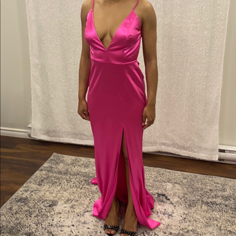 Fuschia Satin Gown - Picture 8 of 9
